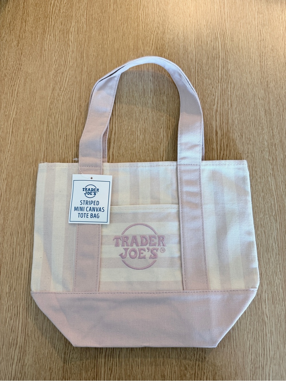 Pink Striped Canvas Tote Bag